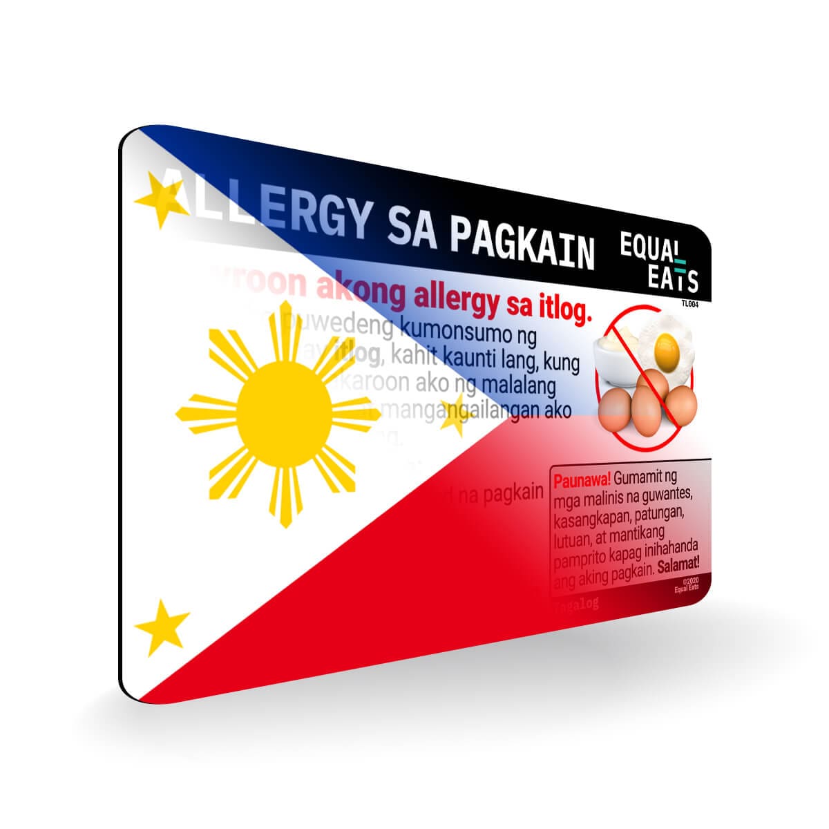 Egg Allergy in Tagalog. Egg Allergy Card for Philippines