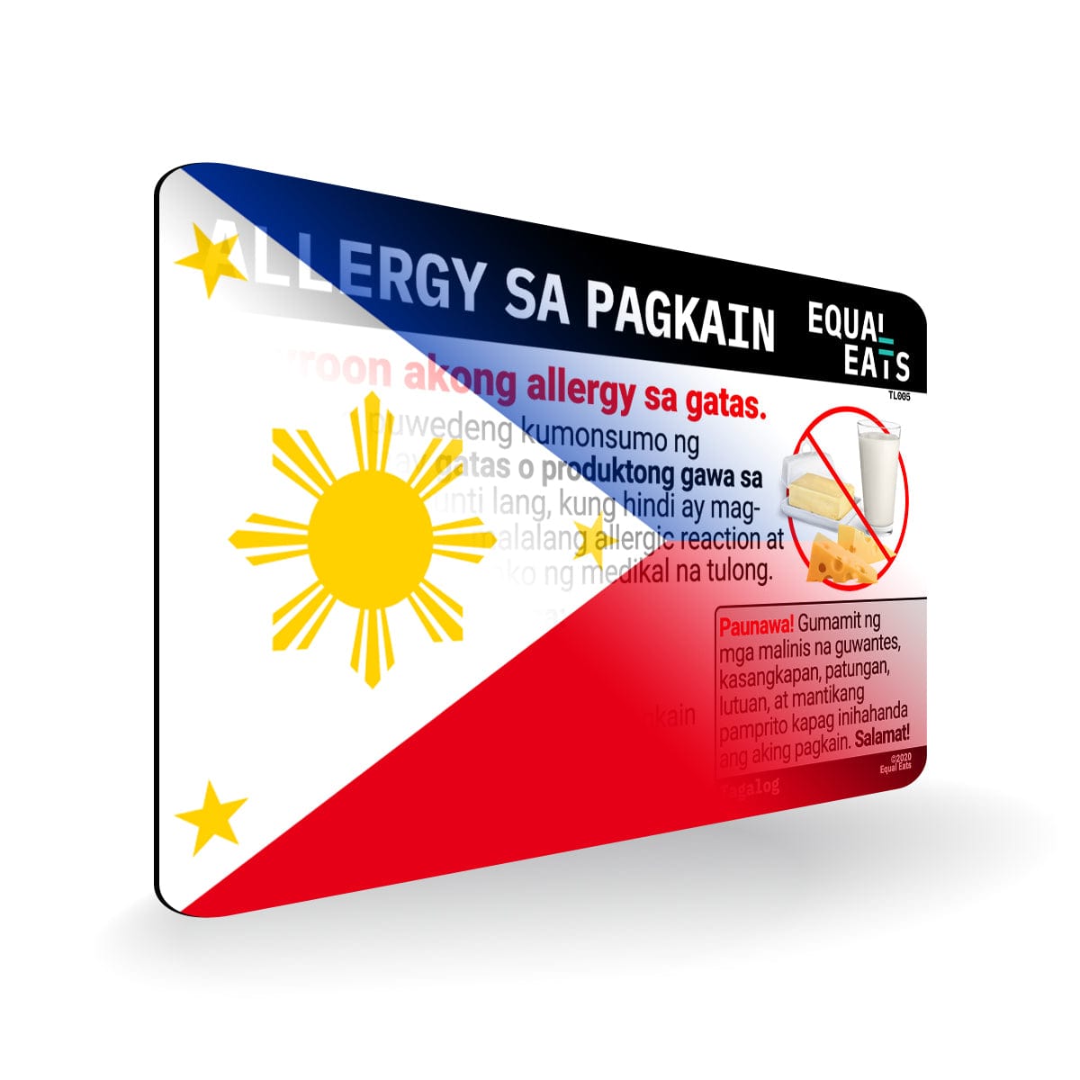 Milk Allergy in Tagalog. Milk Allergy Card for Philippines