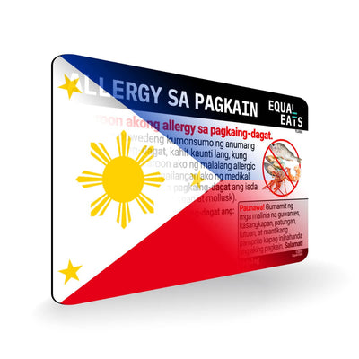 Seafood Allergy in Tagalog. Seafood Allergy Card for Philippines