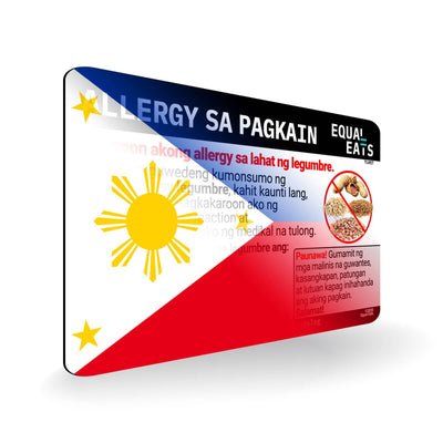 Legume Allergy in Tagalog. Legume Allergy Card for Philippines