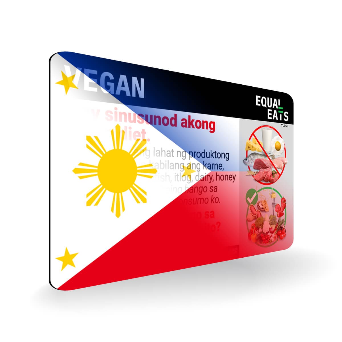 Vegan Diet in Tagalog. Vegan Card for Philippines