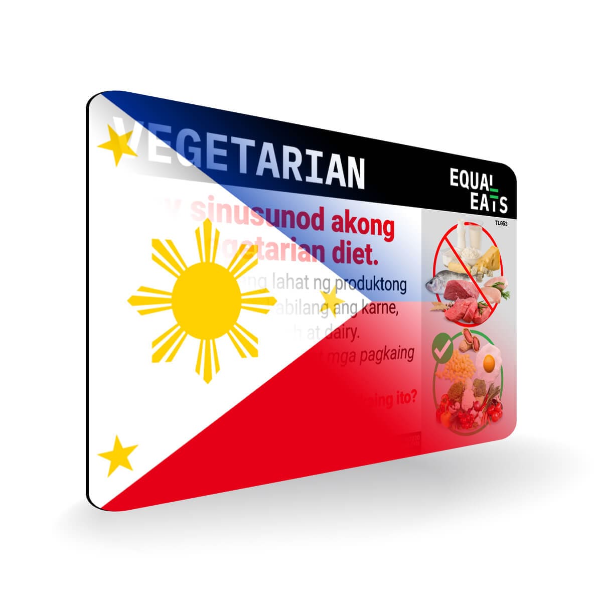 Ovo Vegetarian in Tagalog. Card for Vegetarian in Philippines