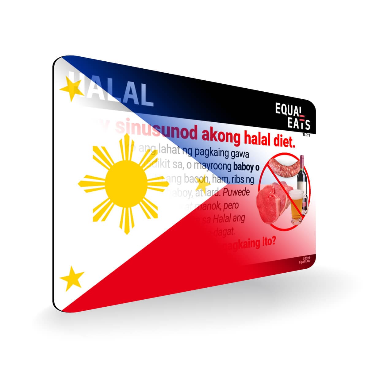 Halal Diet in Tagalog. Halal Food Card for Philippines