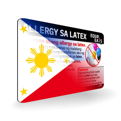Latex Allergy in Tagalog. Latex Allergy Travel Card for Philippines