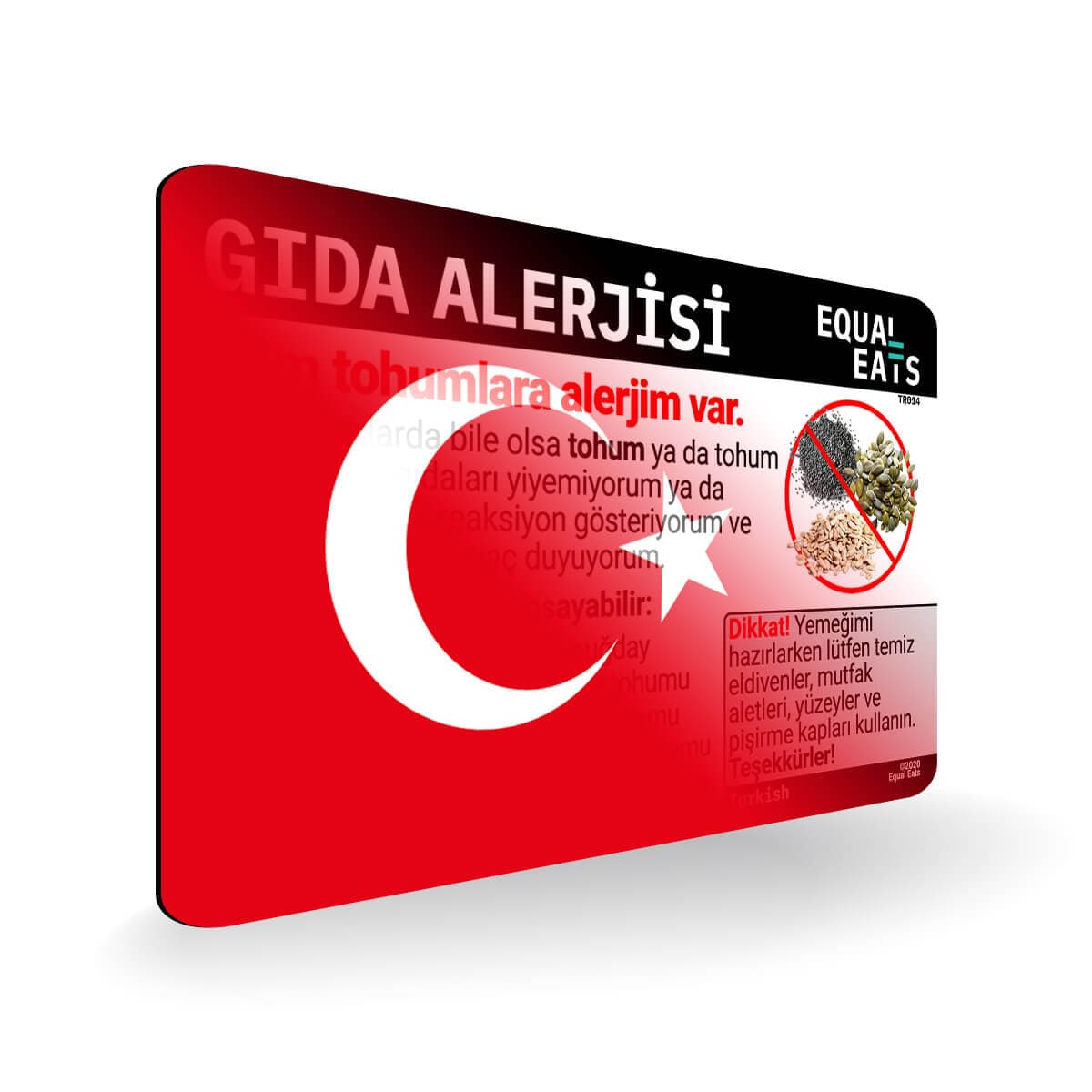 Seed Allergy in Turkish. Seed Allergy Card for Turkey