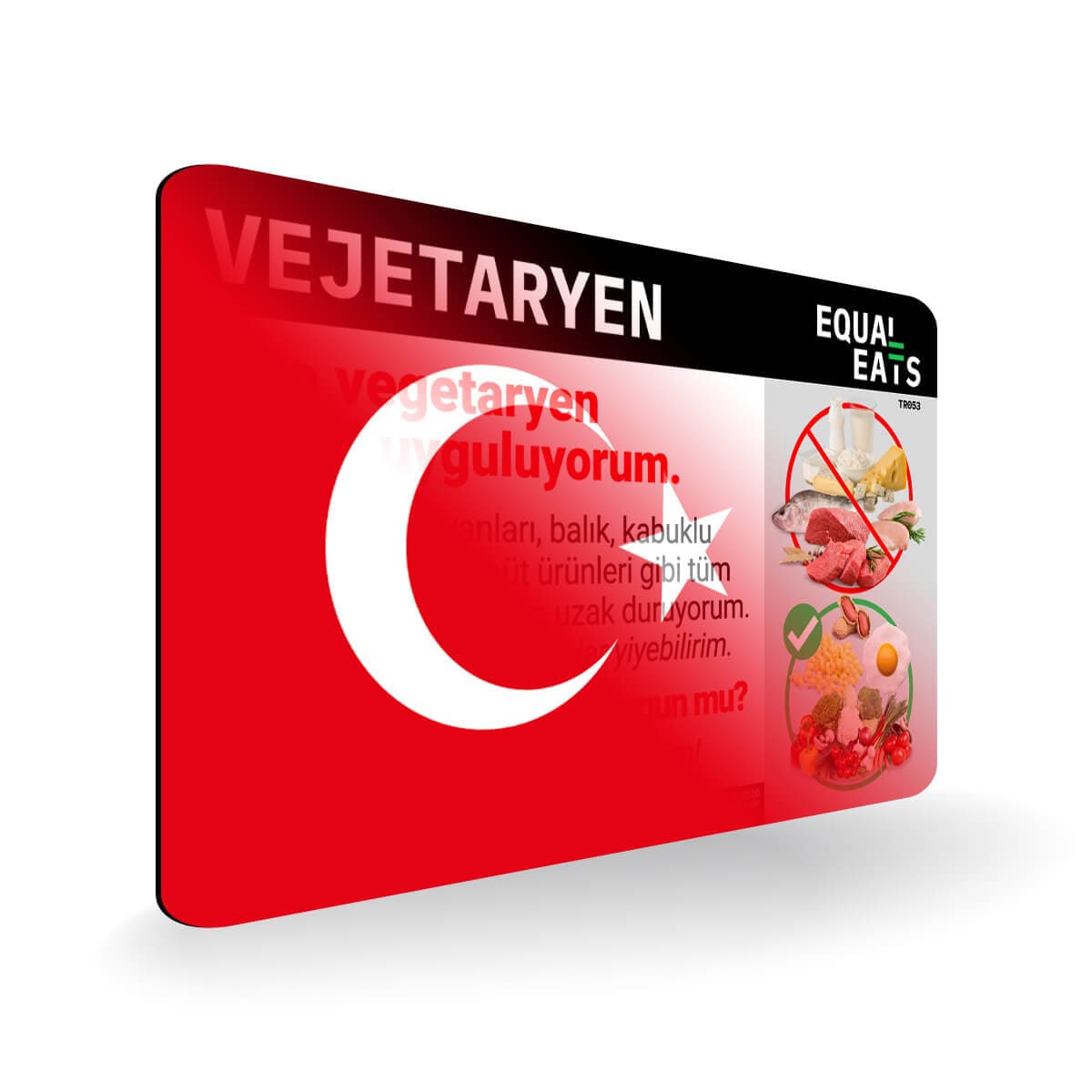 Ovo Vegetarian in Turkish. Card for Vegetarian in Turkey