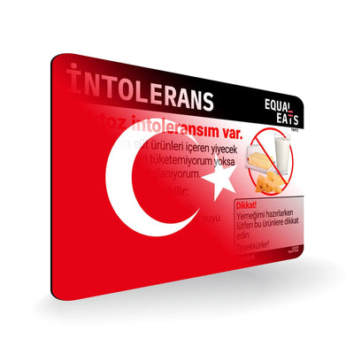 Lactose Intolerance in Turkish. Lactose Intolerant Card for Turkey