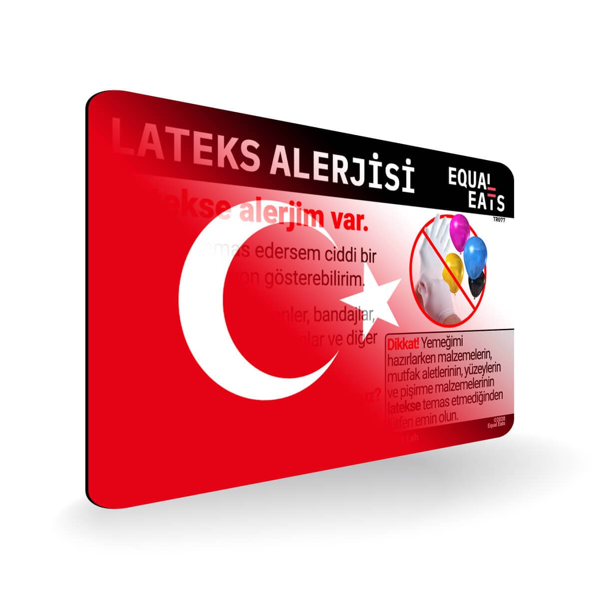 Latex Allergy in Turkish. Latex Allergy Travel Card for Turkey