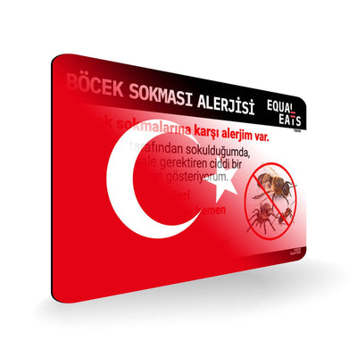 Insect Sting Allergy in Turkish. Bee Sting Allergy Card for Turkey