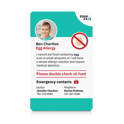 Teal Egg Allergy ID Card (EqualEats)