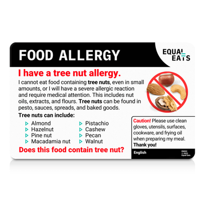 English Tree Nut Allergy Card