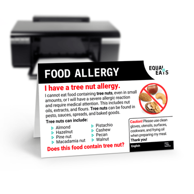 Free Tree Nut Allergy Card in English (Printable)