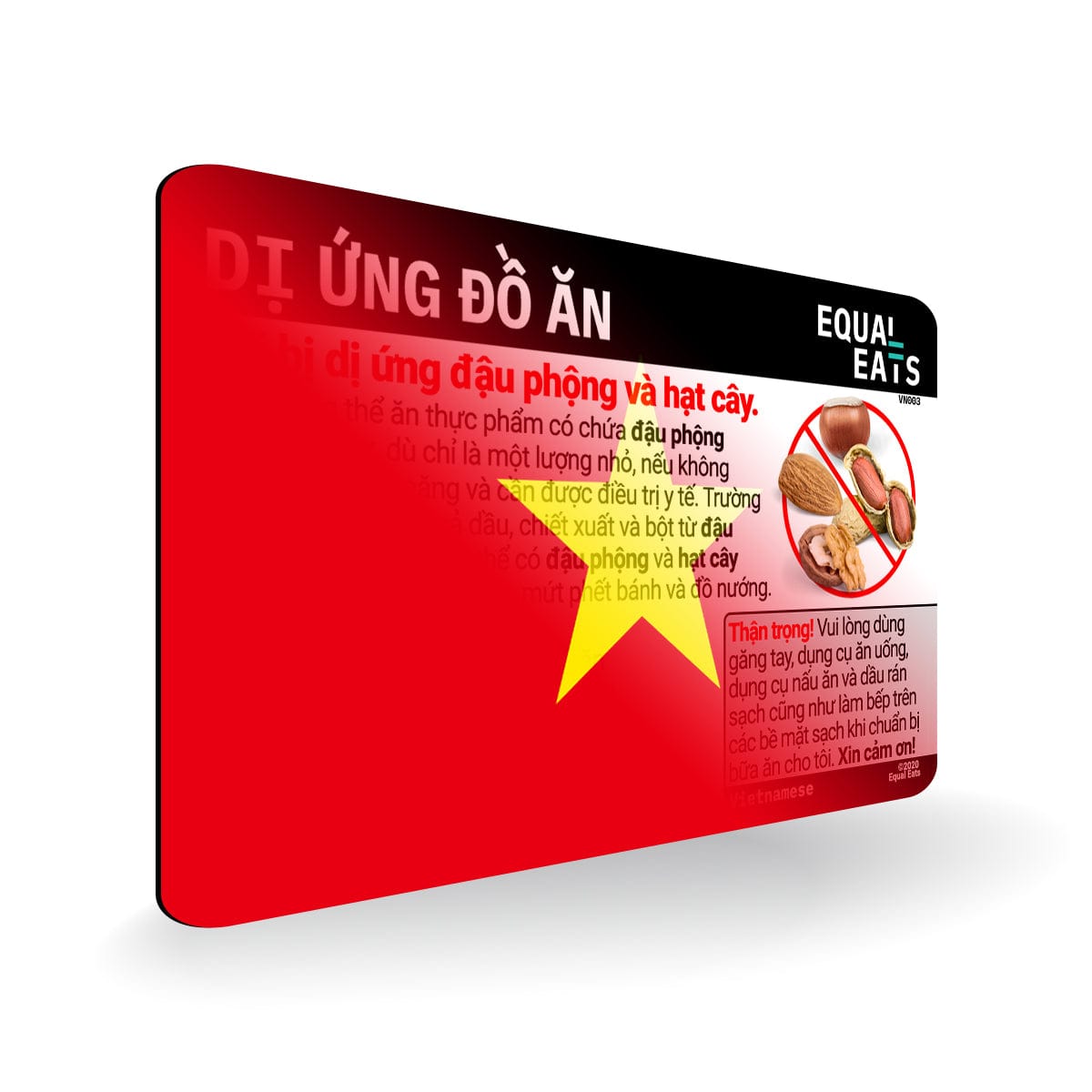 Peanut and Tree Nut Allergy in Vietnamese. Peanut and Tree Nut Allergy Card for Vietnam Travel