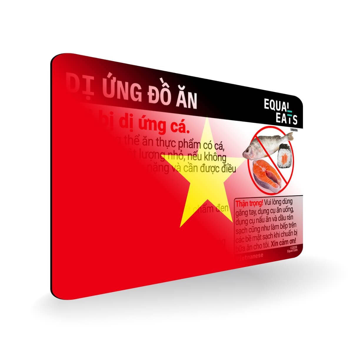 Fish Allergy in Vietnamese. Fish Allergy Card for Vietnam