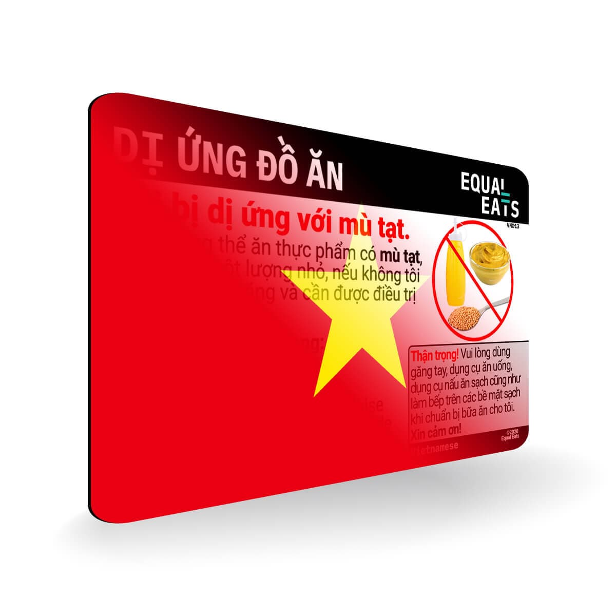 Mustard Allergy in Vietnamese. Mustard Allergy Card for Vietnam