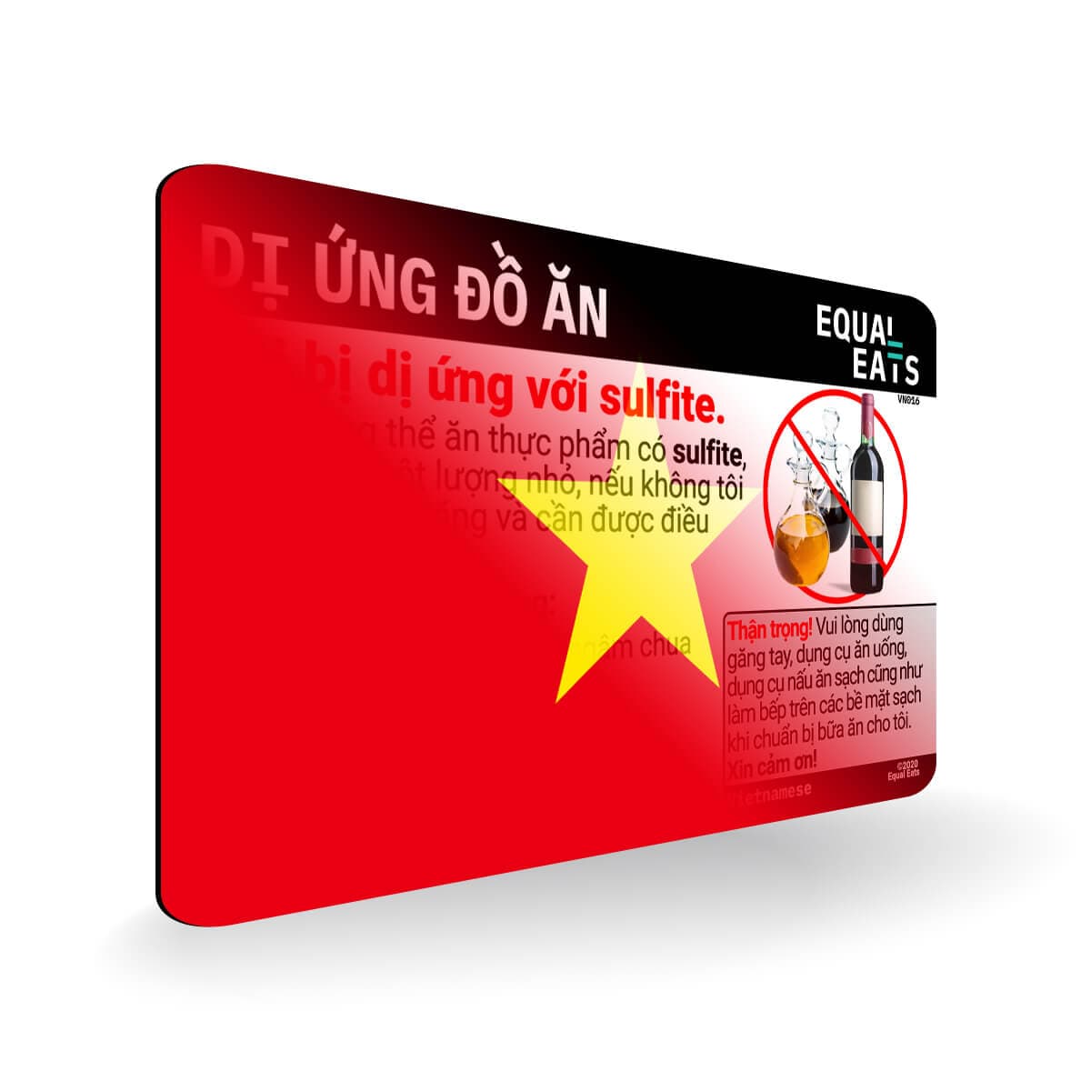 Sulfite Allergy in Vietnamese. Sulfite Allergy Card for Vietnam