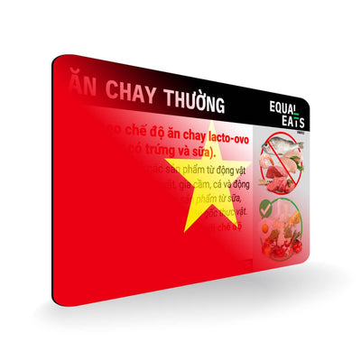 Lacto Ovo Vegetarian Diet in Vietnamese. Vegetarian Card for Vietnam