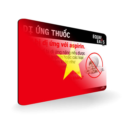 Aspirin Allergy in Vietnamese. Aspirin medical I.D. Card for Vietnam