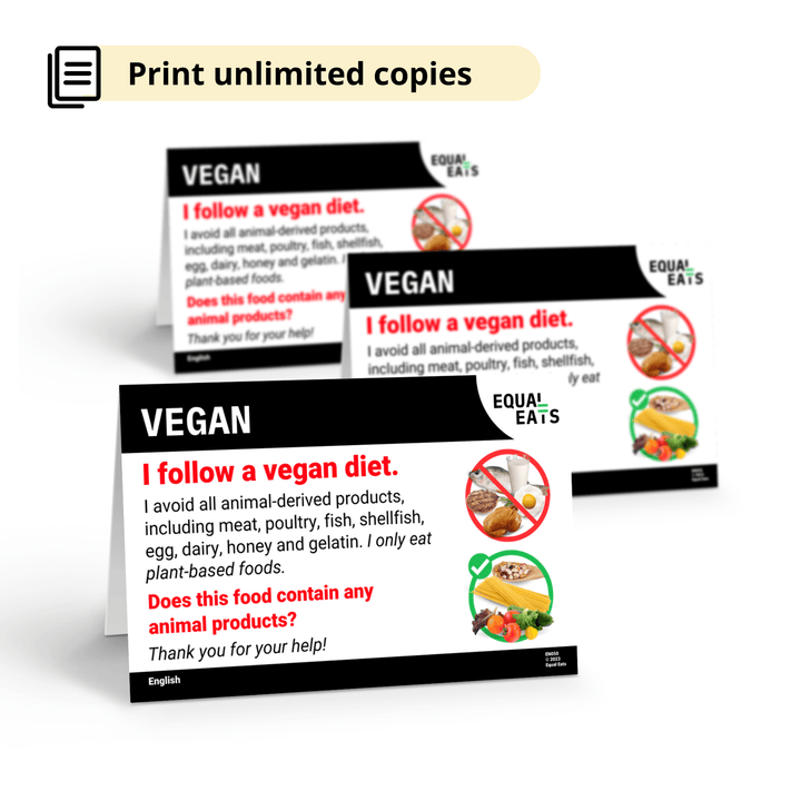 Free Vegan Card in English (Printable)