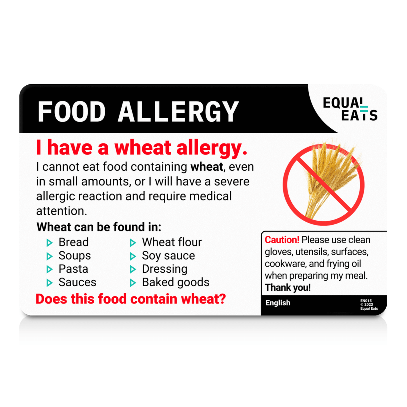 Arabic Wheat Allergy Card