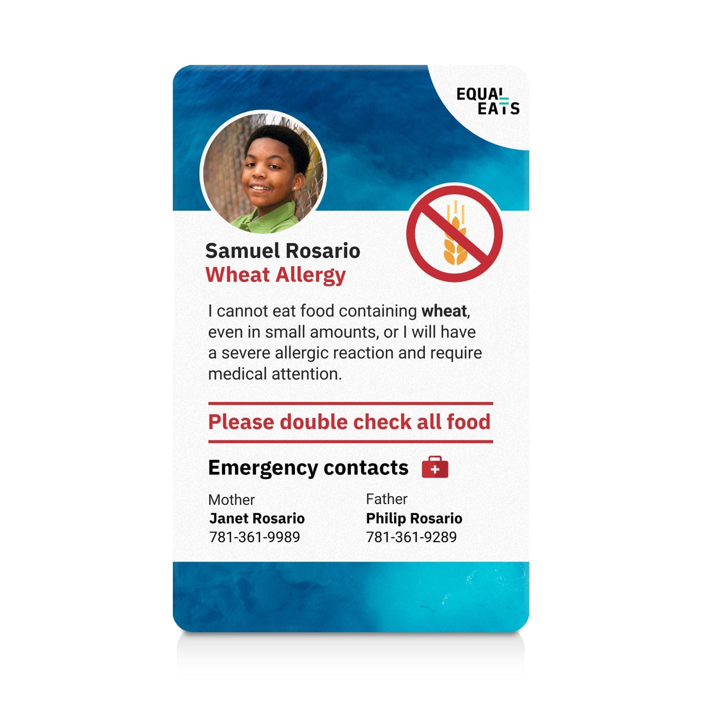 Ocean Wheat Allergy ID Card (EqualEats)